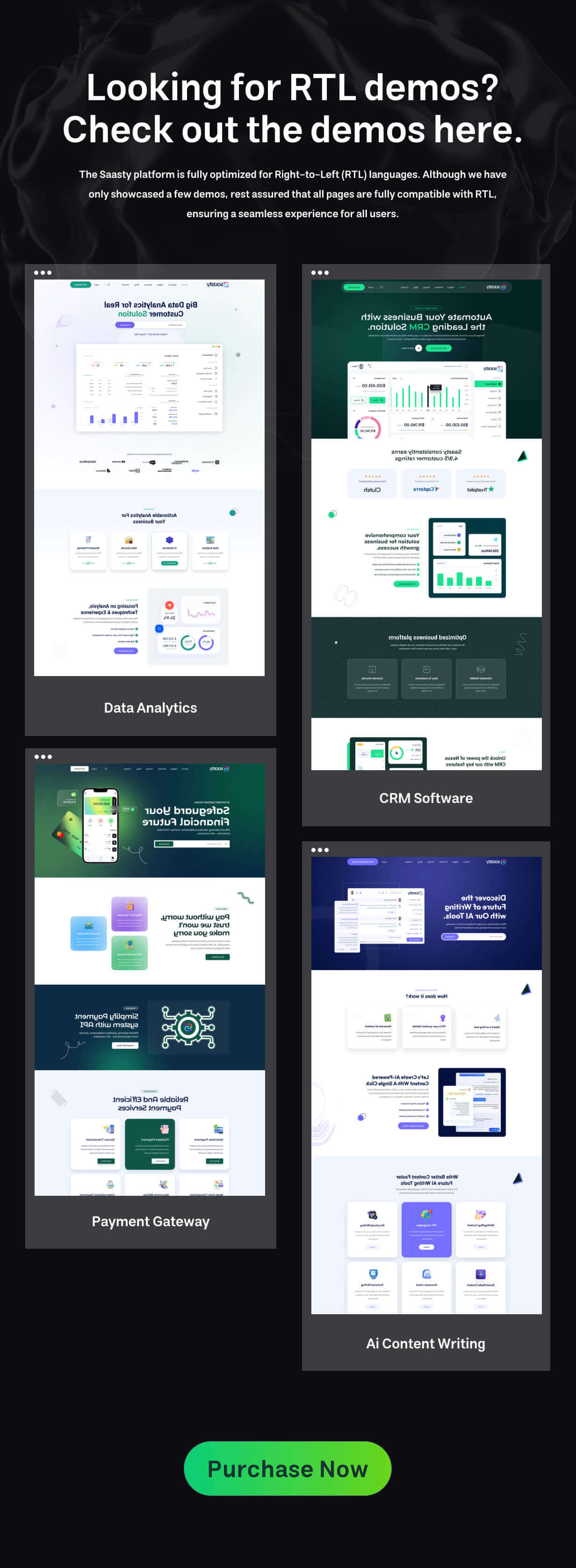 Saasty - Sass, AI & Software Startup Business Template
