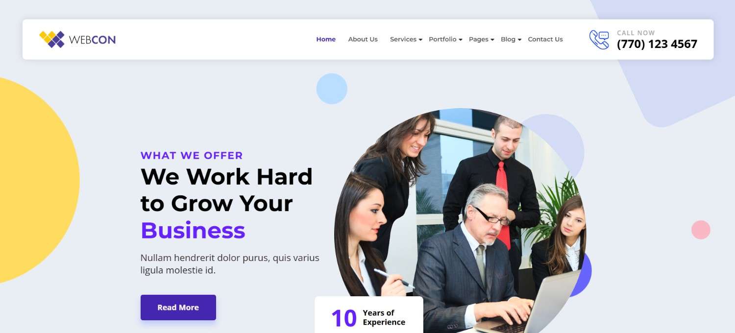 Webcon – Web Design Agency React.js Portfolio Template for Businesses
