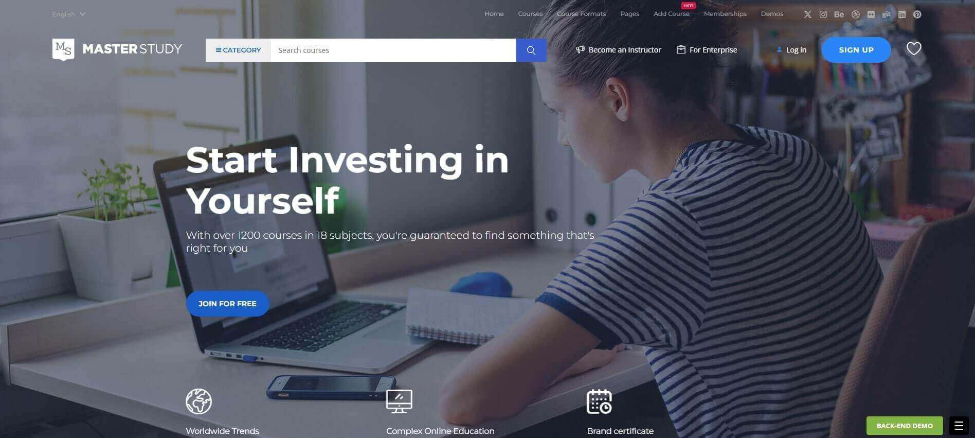 Masterstudy Education WordPress Theme with LMS course management and student dashboard