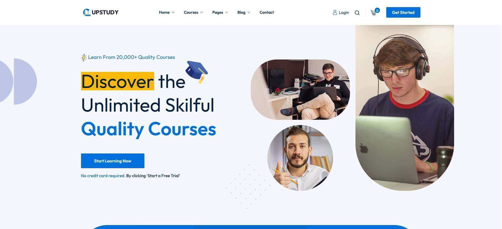 UpStudy Education WordPress Theme layout for training centers and online education websites