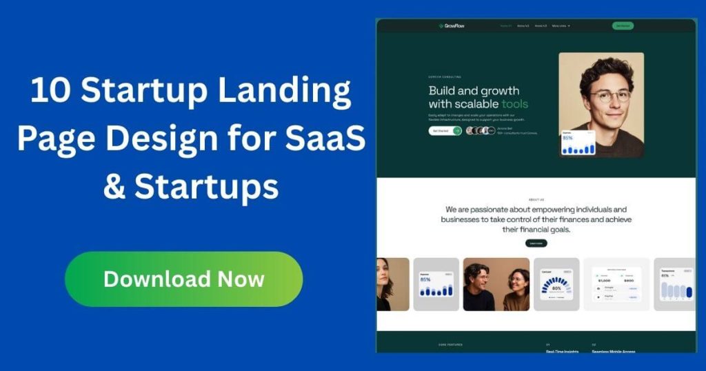 Startup Landing Page Design: 10+ Best Examples & Guide Modern startup landing page on desktop and mobile screens with clean design