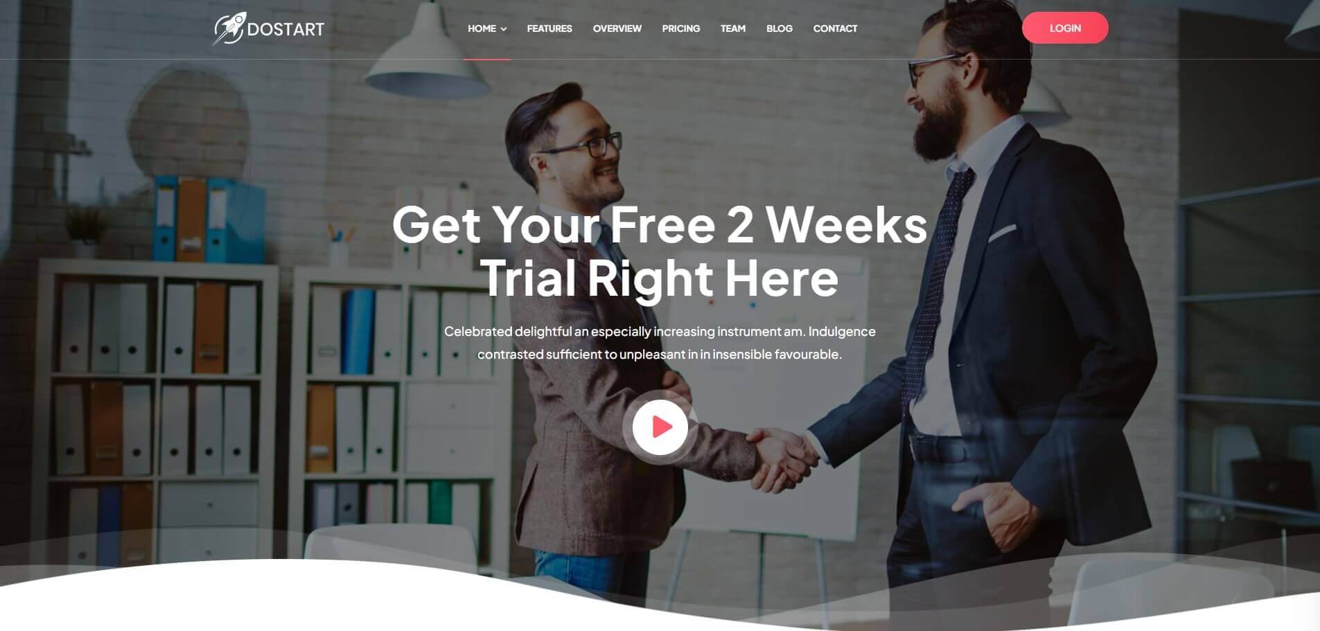 Dosert landing page template with product features and testimonial blocks