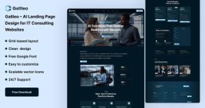 "Galileo – AI Landing Page hero section for IT consultant website and business consultant website"
