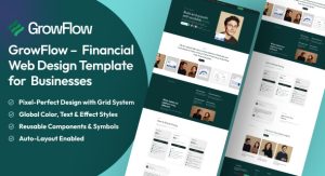 GrowFlow – Financial Web Design & Finance Landing Page Template for Modern Businesses