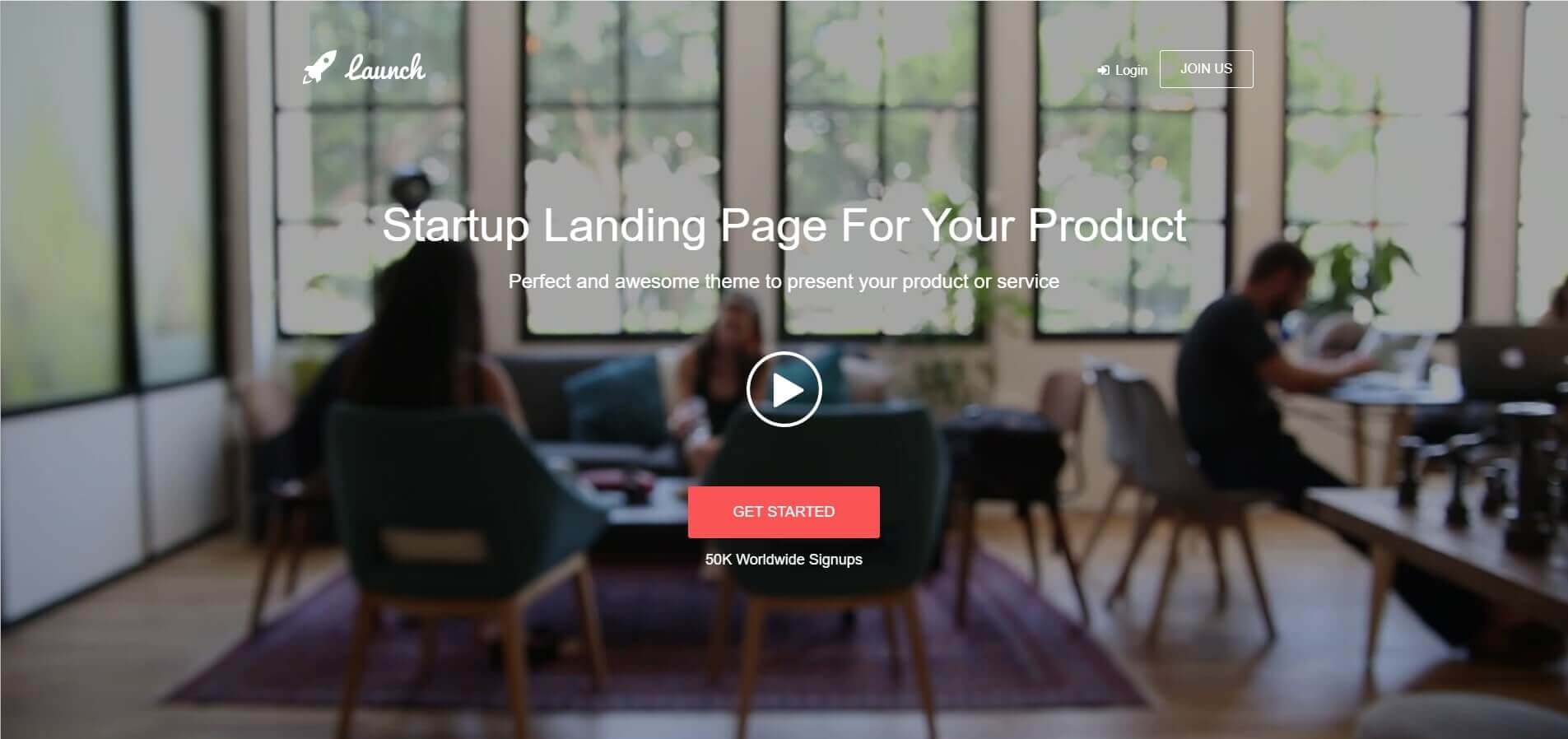 StartUp landing page template showing clean design, hero section, and conversion-focused layout