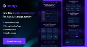 Timelyx free Figma landing page design for SaaS web design and startups