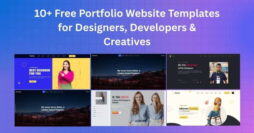 10+ free portfolio website templates for 2026 – creative, resume, and web templates for designers, freelancers, and agencies