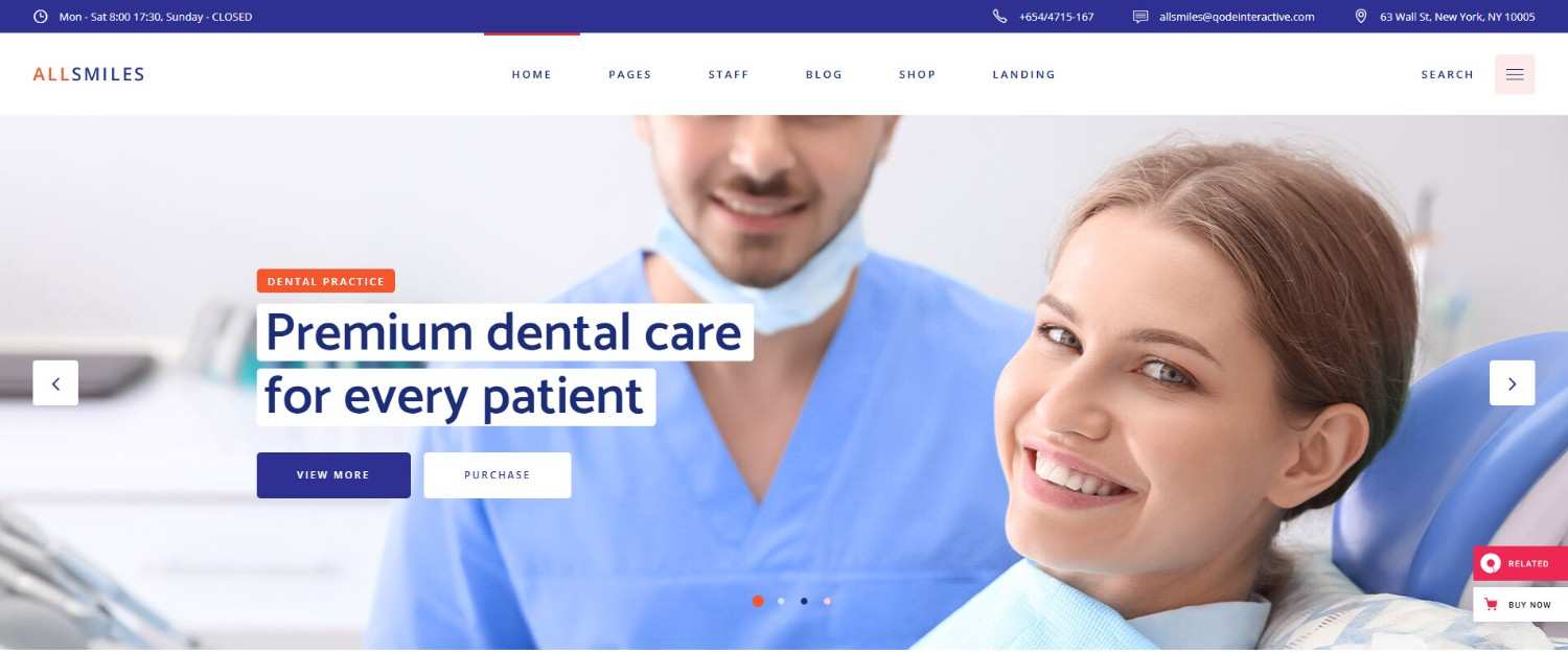 AllSmiles Dentist WordPress Theme for dental clinics with SEO-friendly design and online appointments