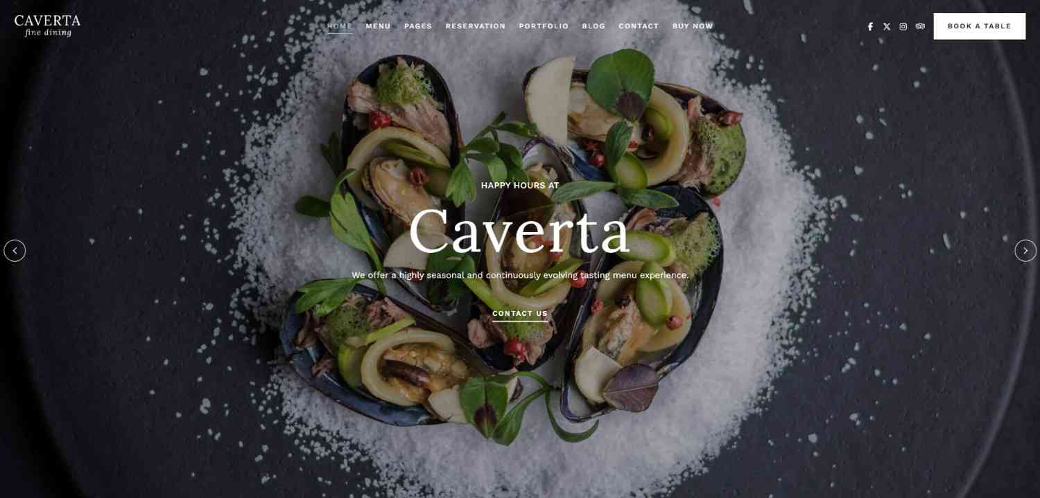 Best 11 Restaurant WordPress Themes Top Picks 2026 Caverta versatile restaurant WordPress theme for cafés, casual restaurants, and bistros.