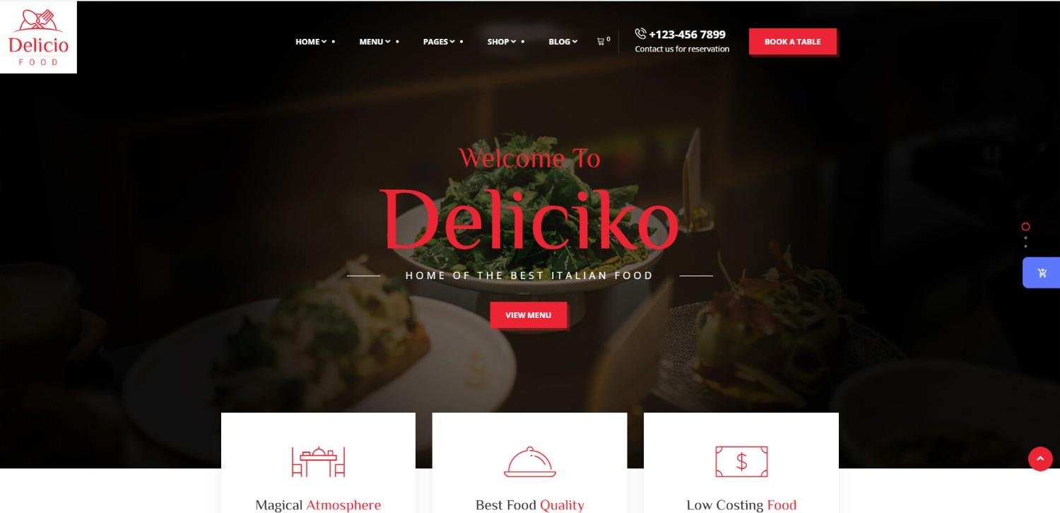 Best 11 Restaurant WordPress Themes Top Picks 2026 Deliciko bright restaurant WordPress theme for cafés, bakeries, and dessert shop websites.