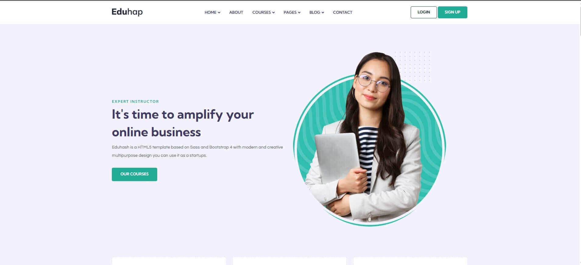 LMS WordPress themes website layout for online learning platform