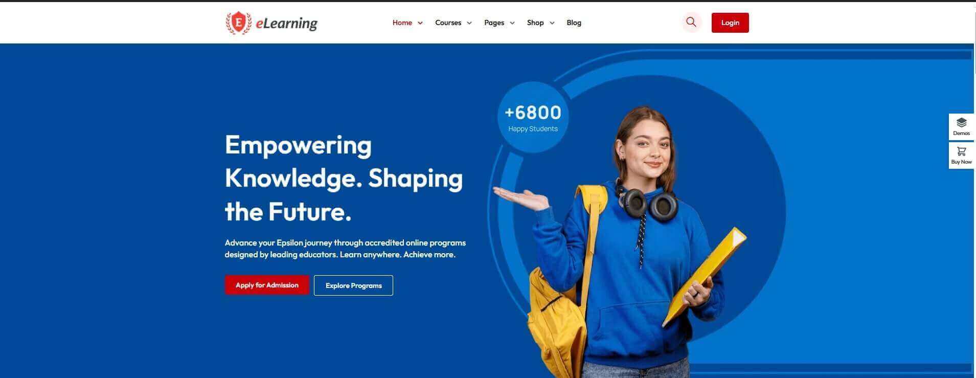 LMS WordPress themes website layout for online learning platform