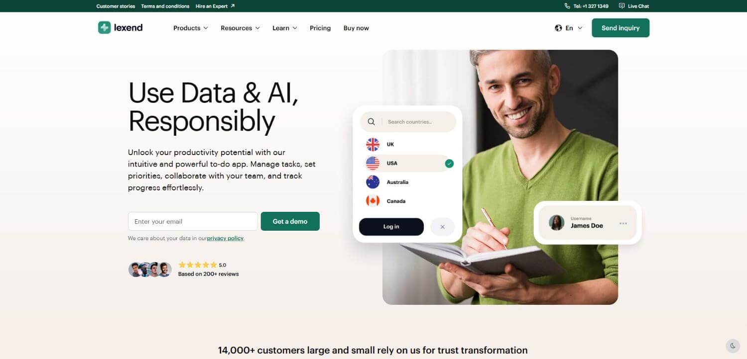Lexend ReactJS template showing software landing page and dashboard