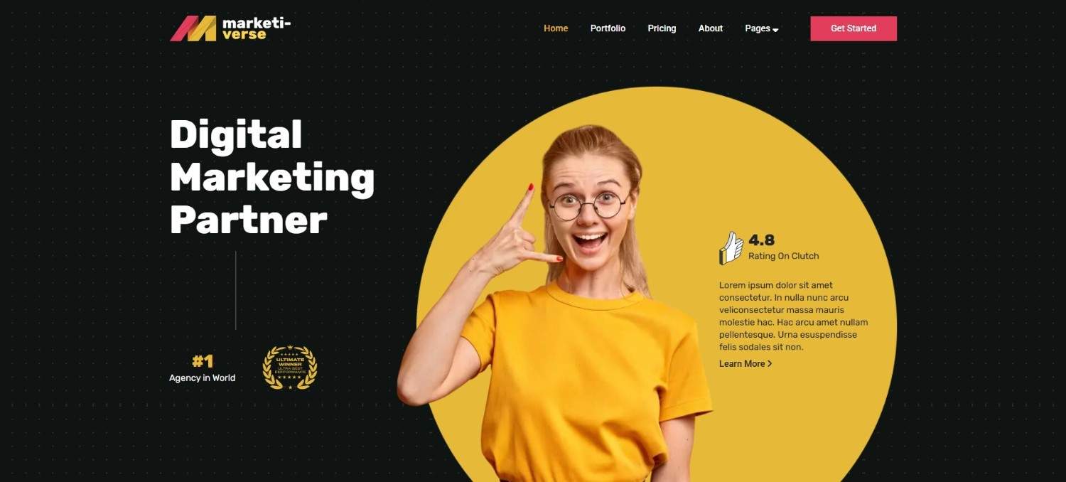 Marketiverse digital marketing agency website template HTML5 with responsive design, modern layout, and SEO-friendly features