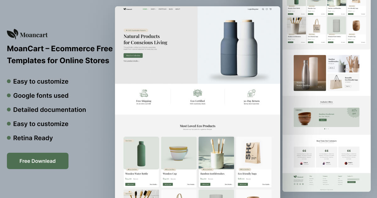 MoanCart – Ecommerce Free Template for Online Stores