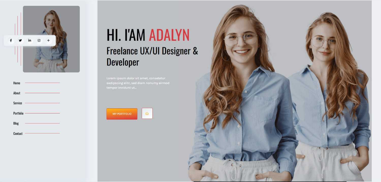 Norium – personal portfolio template included in free portfolio website templates collection