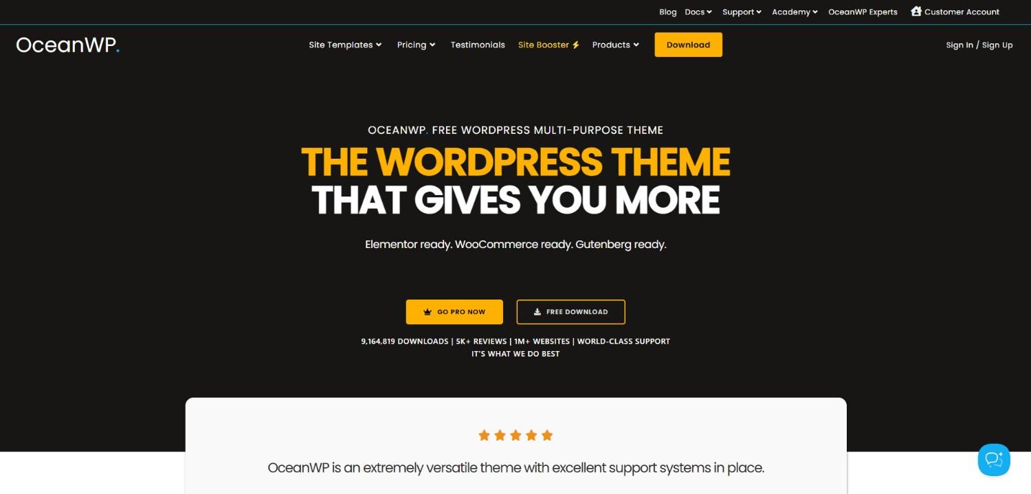 OceanWP WordPress portfolio theme with multiple portfolio layouts for designers, developers, and photographers.