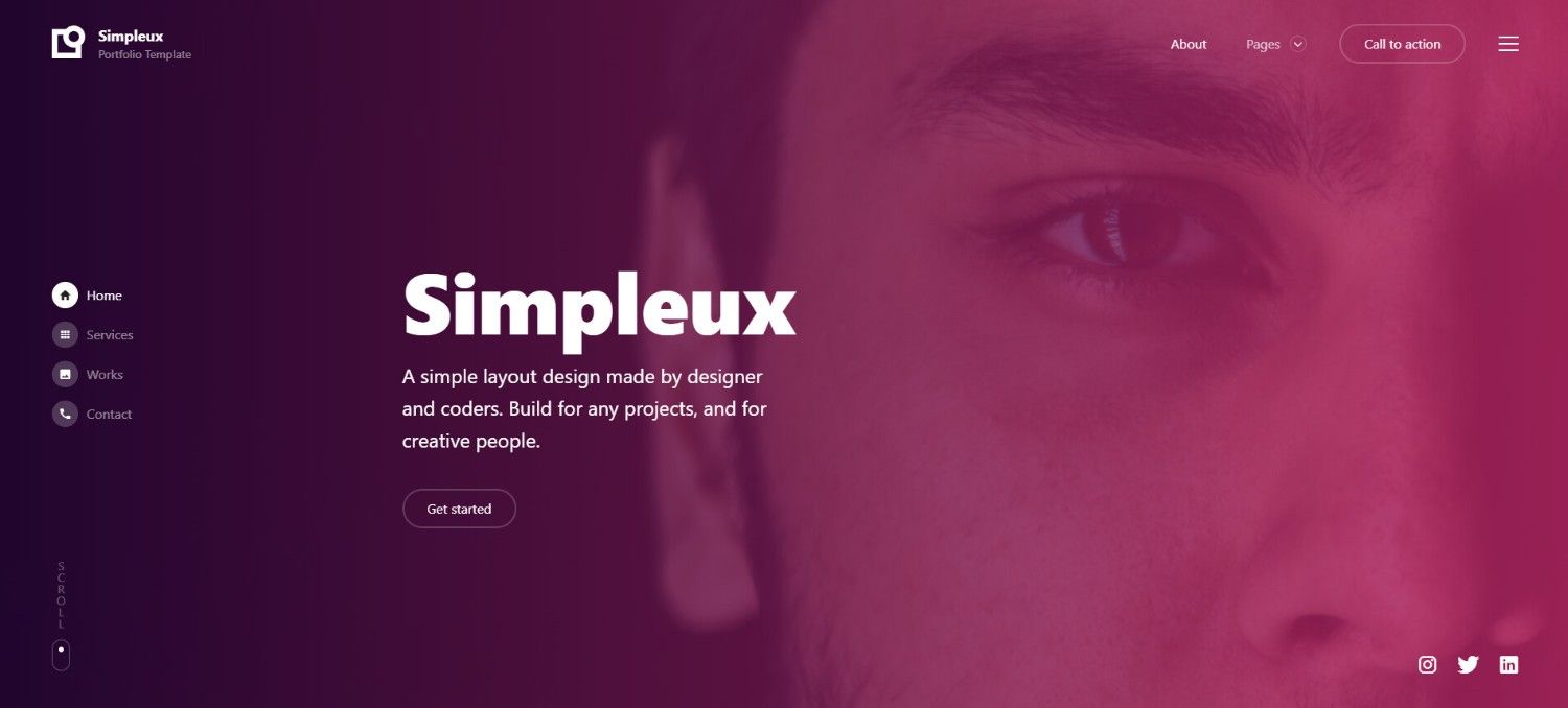 Simpleux – creative free portfolio website templates for freelancers and photographers