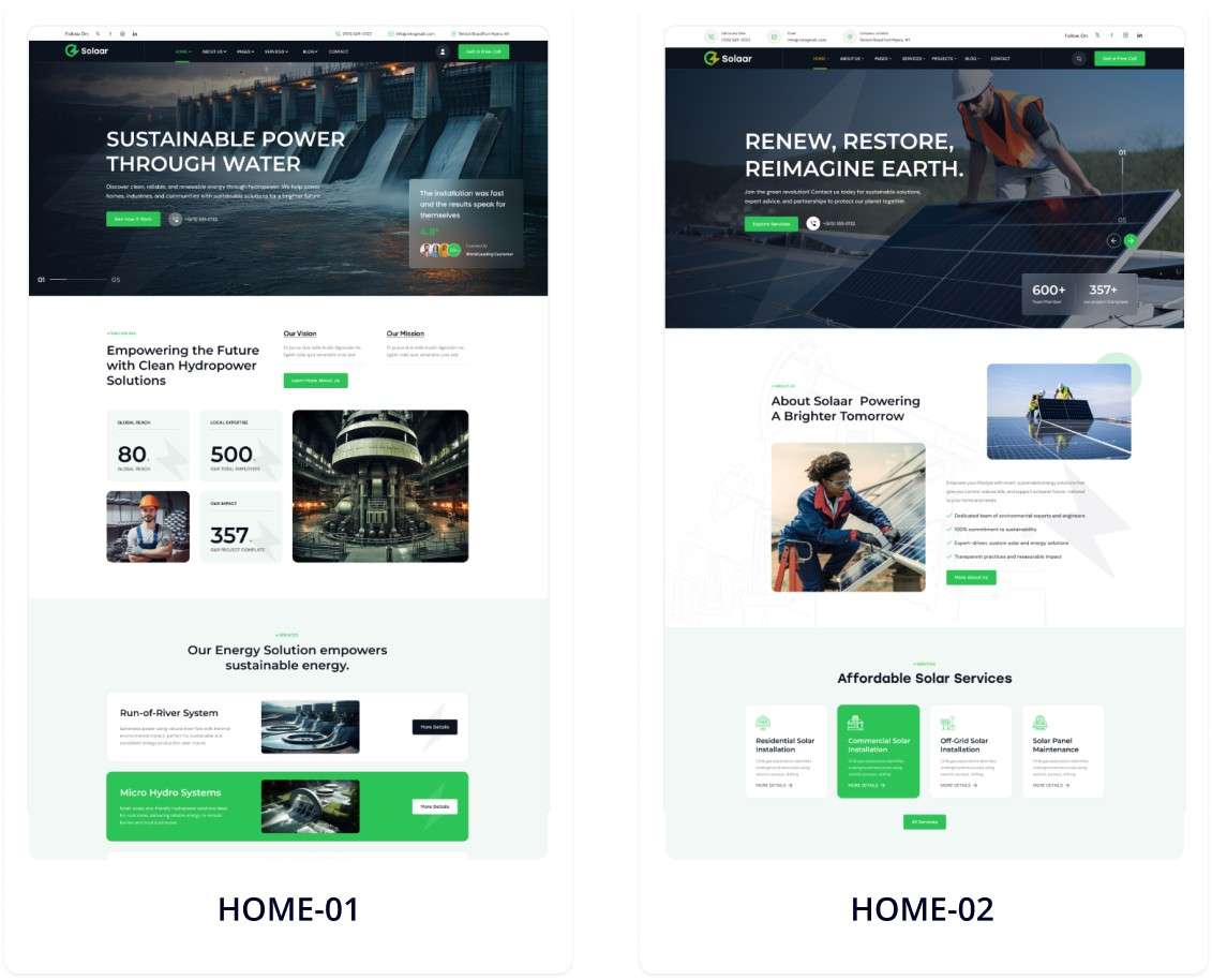 Solaar – Best Solar Energy WordPress Theme for Solar Company Solaar – Best Solar Energy WordPress Theme showcasing solar company website design