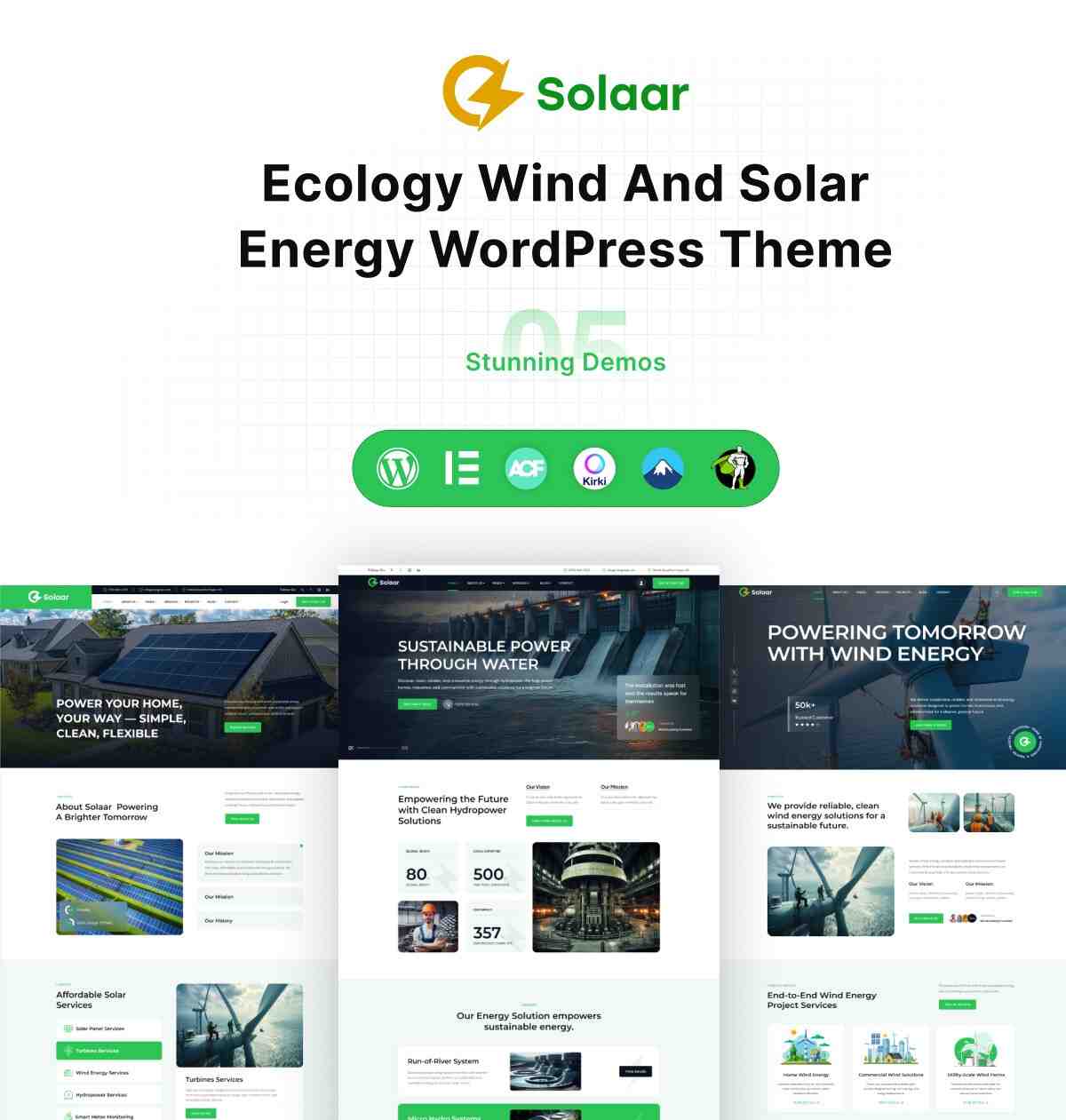 Solaar – Best Solar Energy WordPress Theme for Solar Company Solaar – Best Solar Energy WordPress Theme showcasing solar company website design