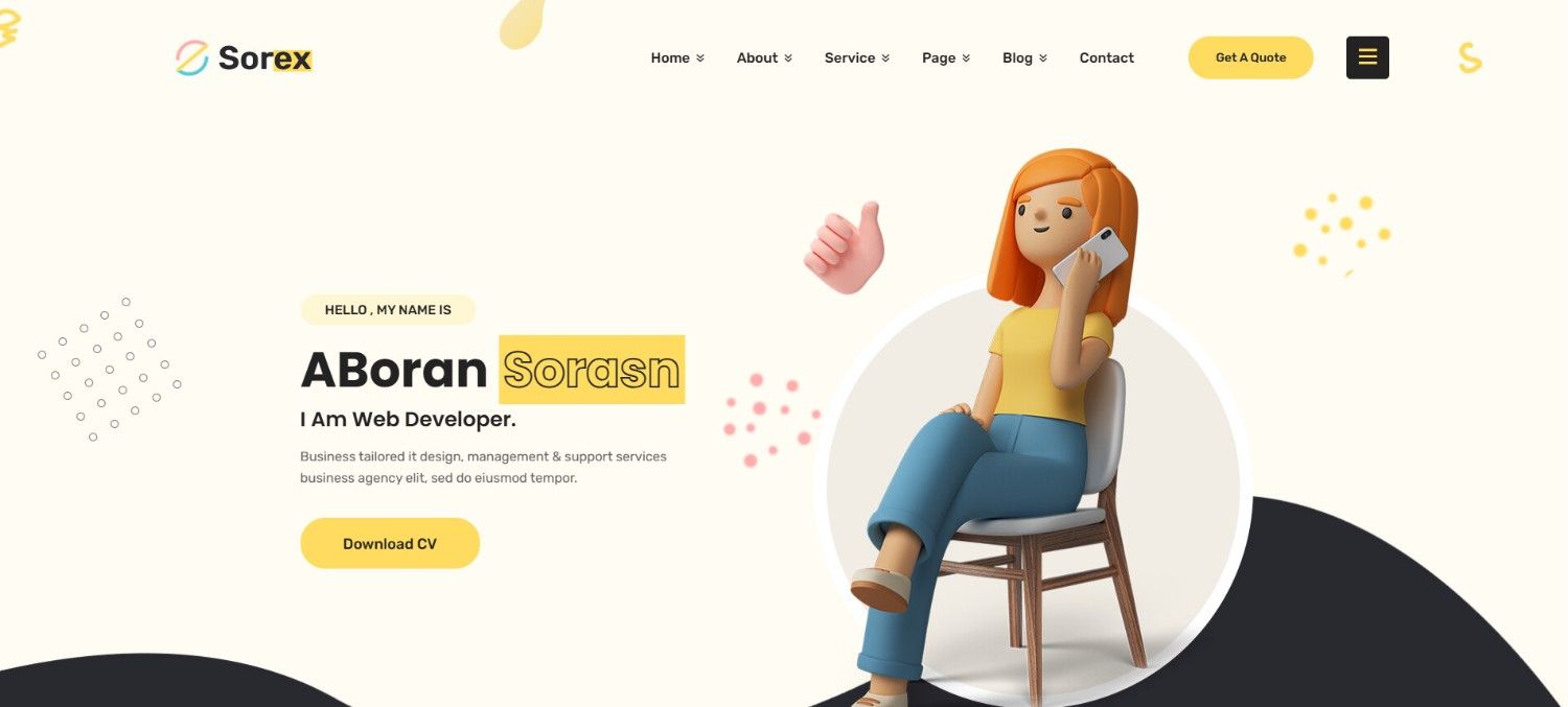 Top 11 React Portfolio Templates for Freelancer & Creatives Sorex React Portfolio Template showcasing a professional Portfolio website React for creative agencies
