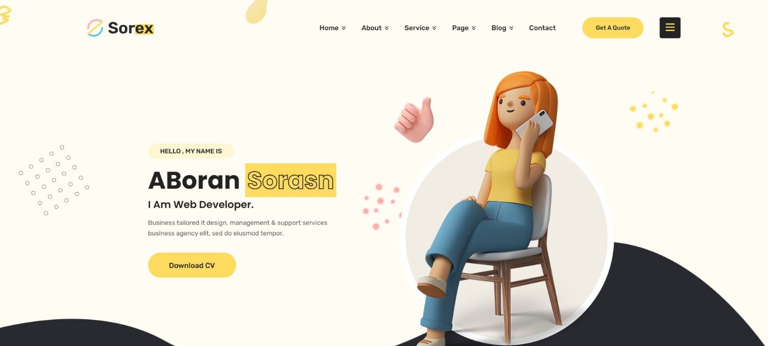 Sorex – React-based free portfolio website templates for agencies and creative teams