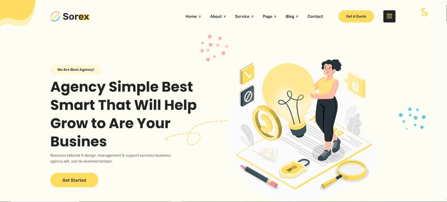 Sorex React template for creative agencies and portfolios – free React templates example with modern design