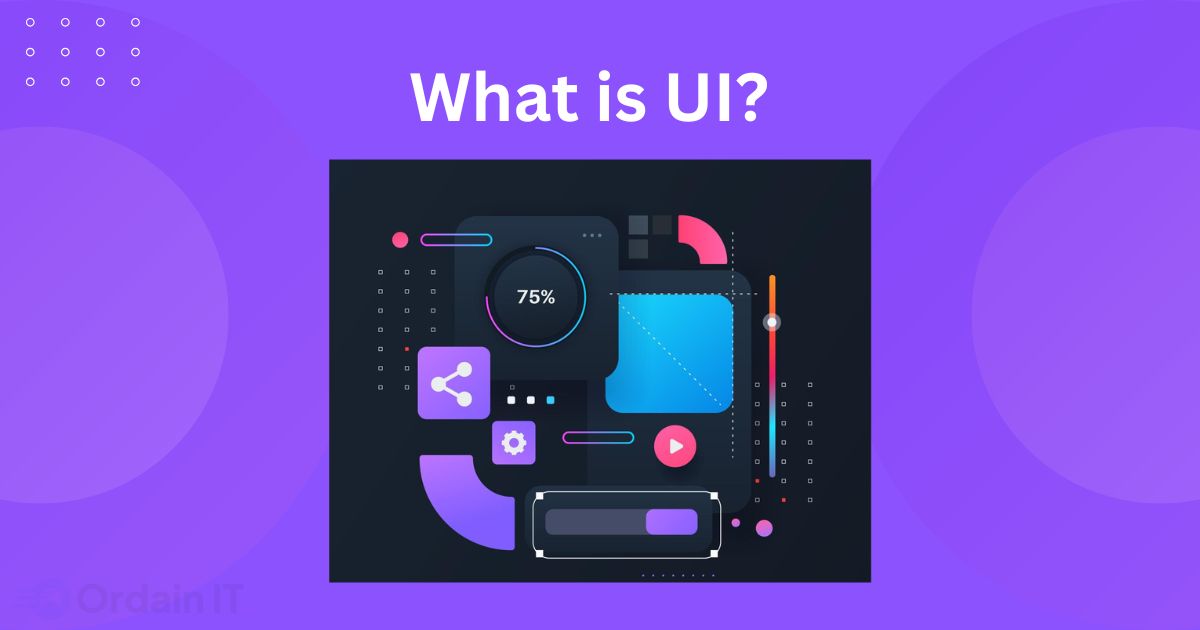 User Interface (UI) design illustration showing website layout, color palette, typography, buttons, icons, forms, and visual hierarchy elements used in modern digital product interfaces