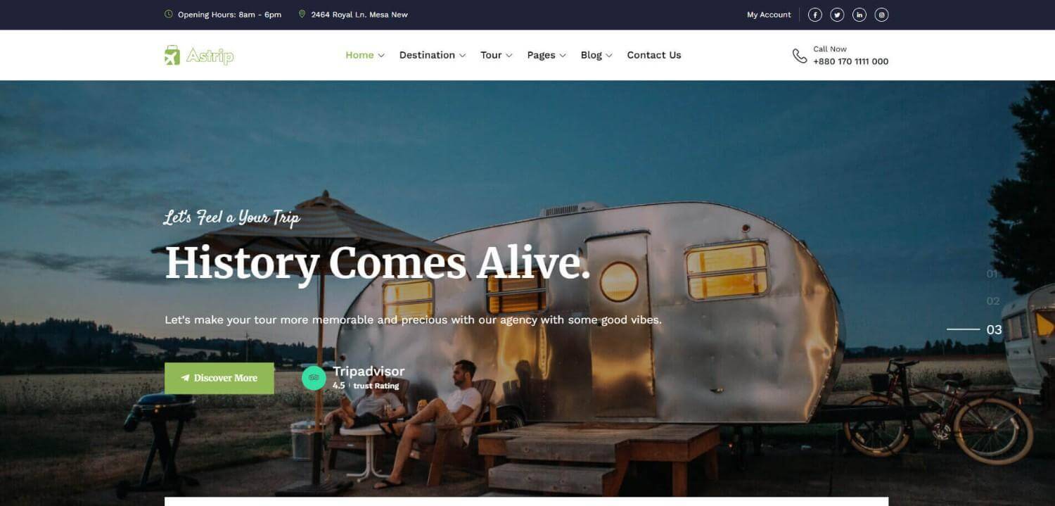 Astrip tour booking website design for travel agencies