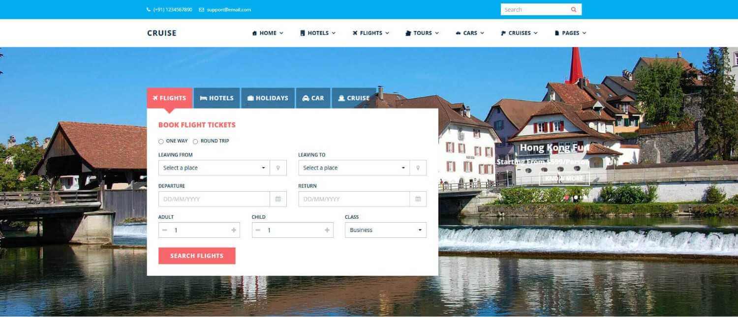 Cruise responsive travel website theme for tour agencies