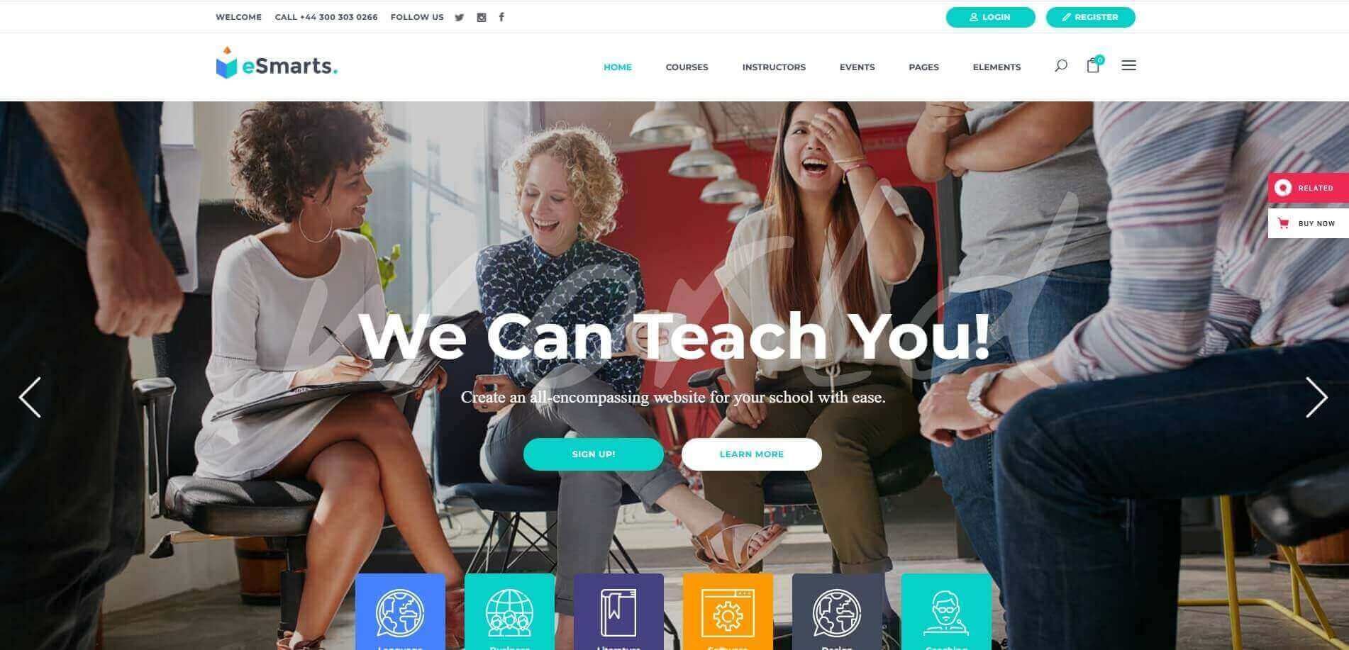 LMS WordPress themes website layout for online learning platform