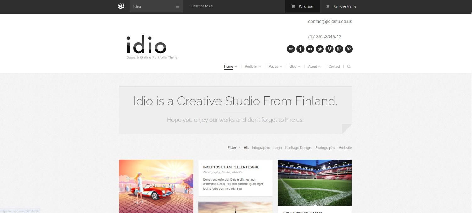17+ Top Minimalist WordPress Themes for Professional Sites Idio minimalist WordPress themes portfolio with simple gallery and modern layout