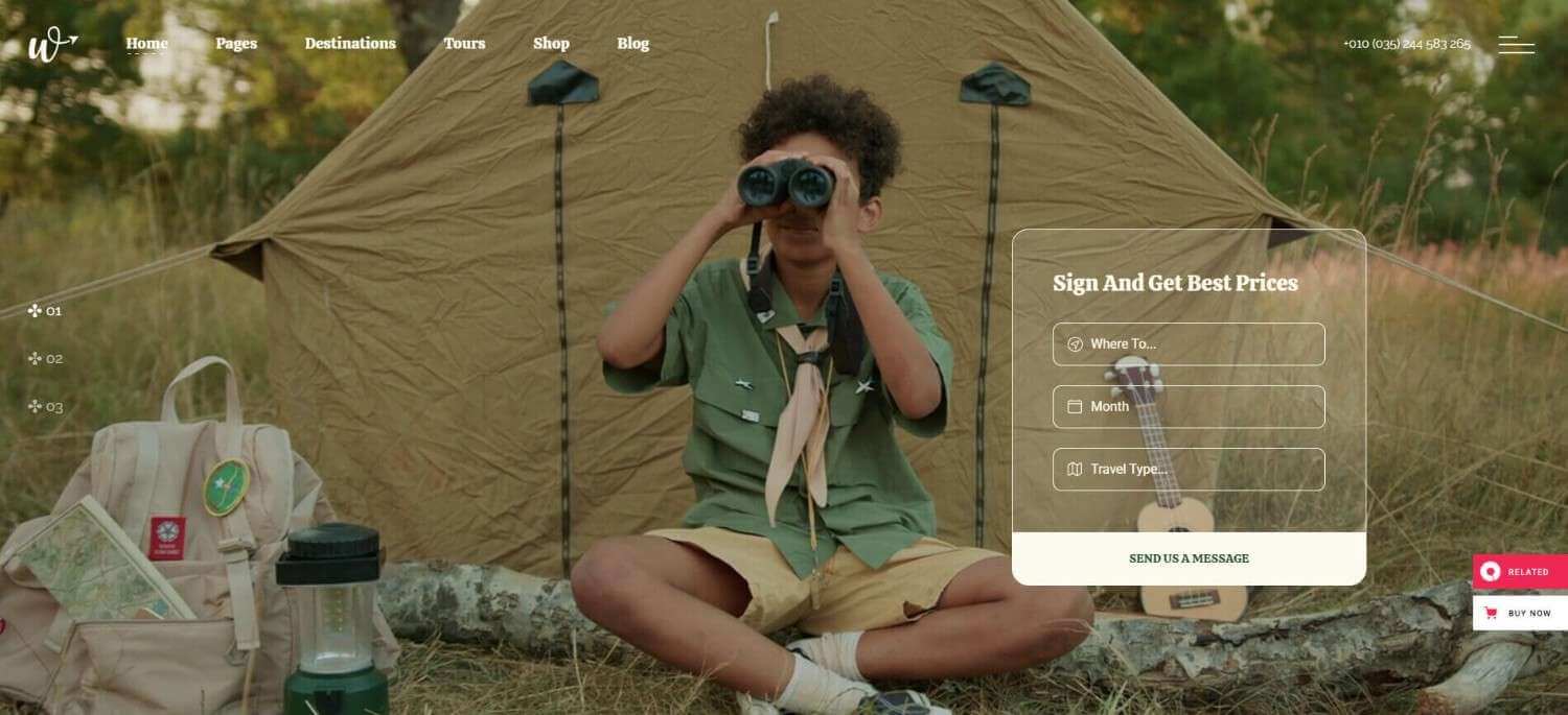 Wilder adventure travel website theme with tour gallery