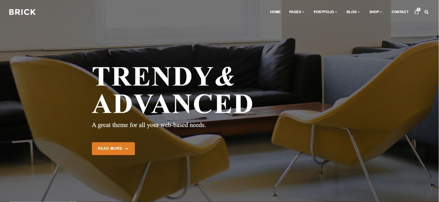 Brick digital agency WordPress themes with professional business layout and fast loading design