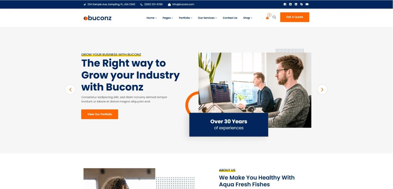 Buconz Multipurpose Business WordPress Theme – one of the best premium WordPress themes for startups and agencies