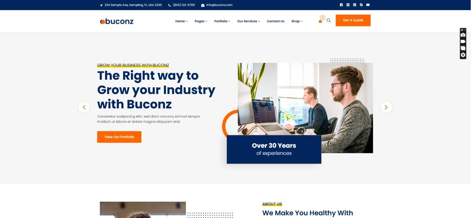 Buconz digital agency WordPress themes with modern design, portfolio layout, and SEO optimized website template