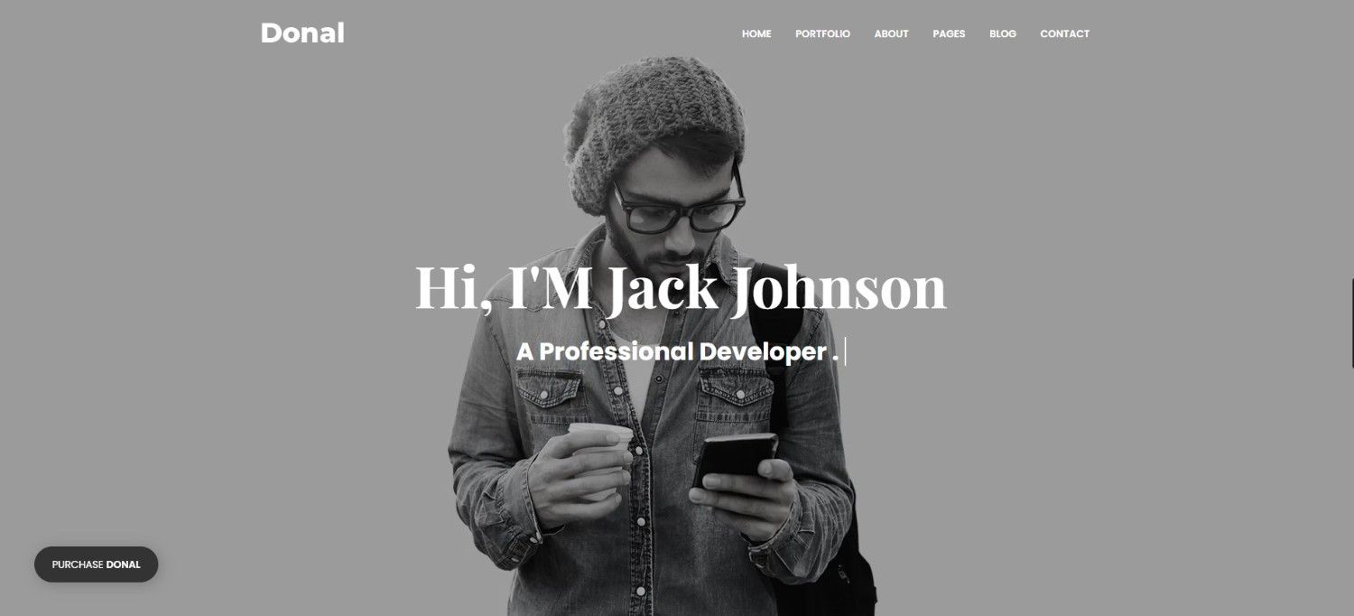 "Donal Minimal Portfolio Website Template HTML Free Download - Clean, minimalist design perfect for showcasing portfolios with responsive layout."