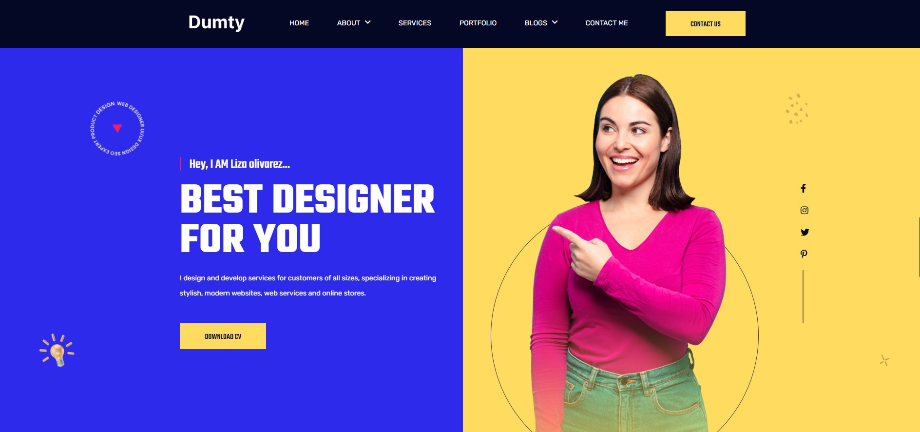 "Dumty portfolio HTML template for creative professionals"