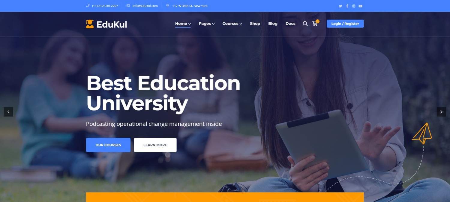 Edukul – "Edukul professional online course WordPress themes for institutions, trainers, and online learning platforms"