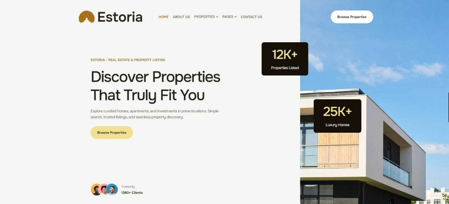 Estoria - Real Estate & Property Listing Website Elementor Template Kit