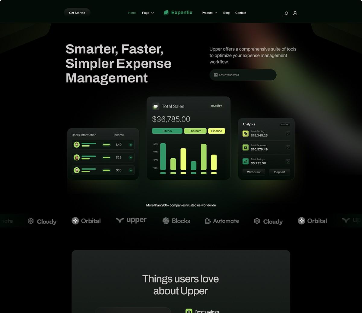 20+ Best Free Figma Website Templates for Your Projects "Expentix free Figma website template for SaaS websites and startup designs"