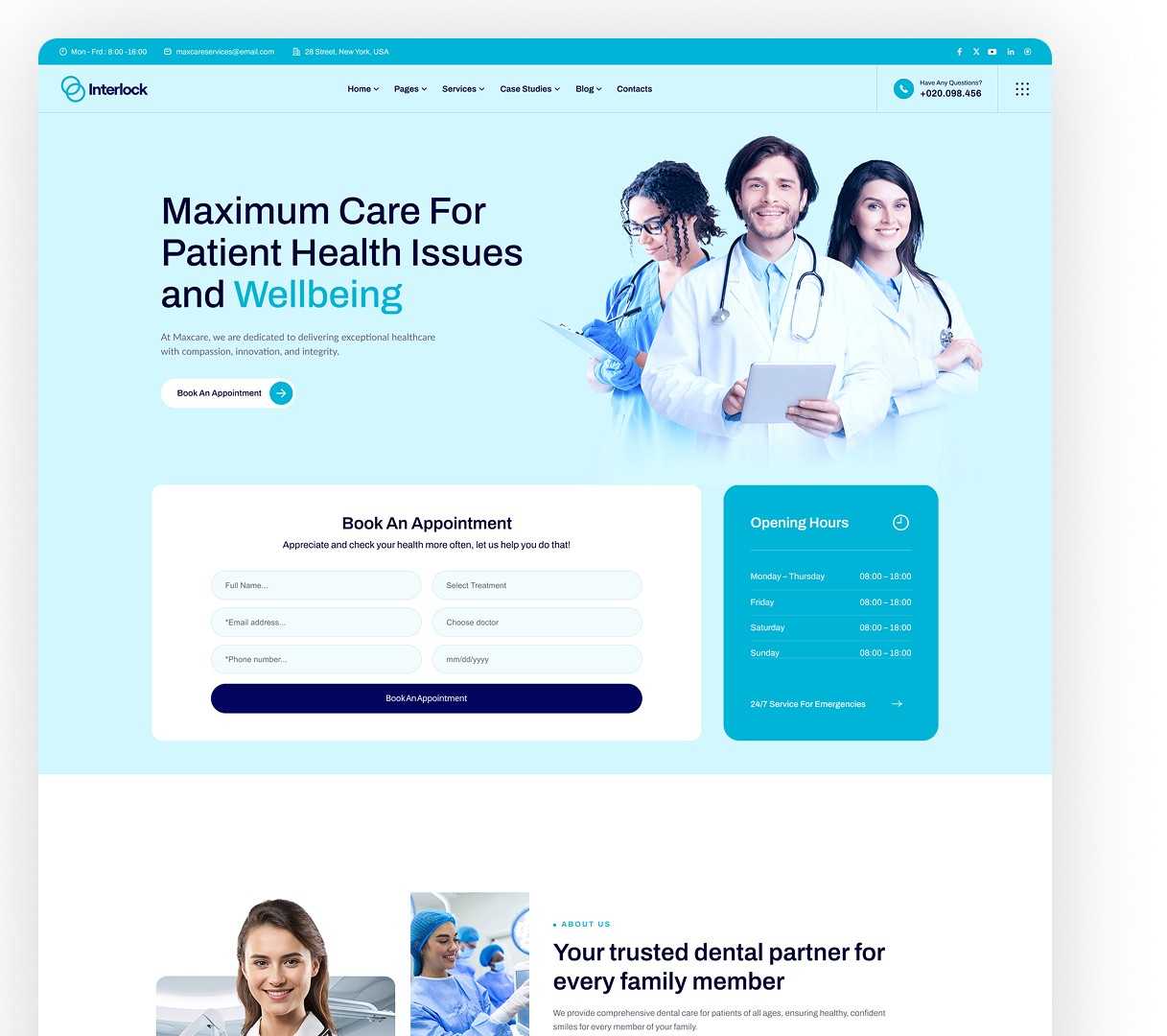 20+ Best Free Figma Website Templates for Your Projects "Interlock free Figma website template for medical websites and healthcare designs"