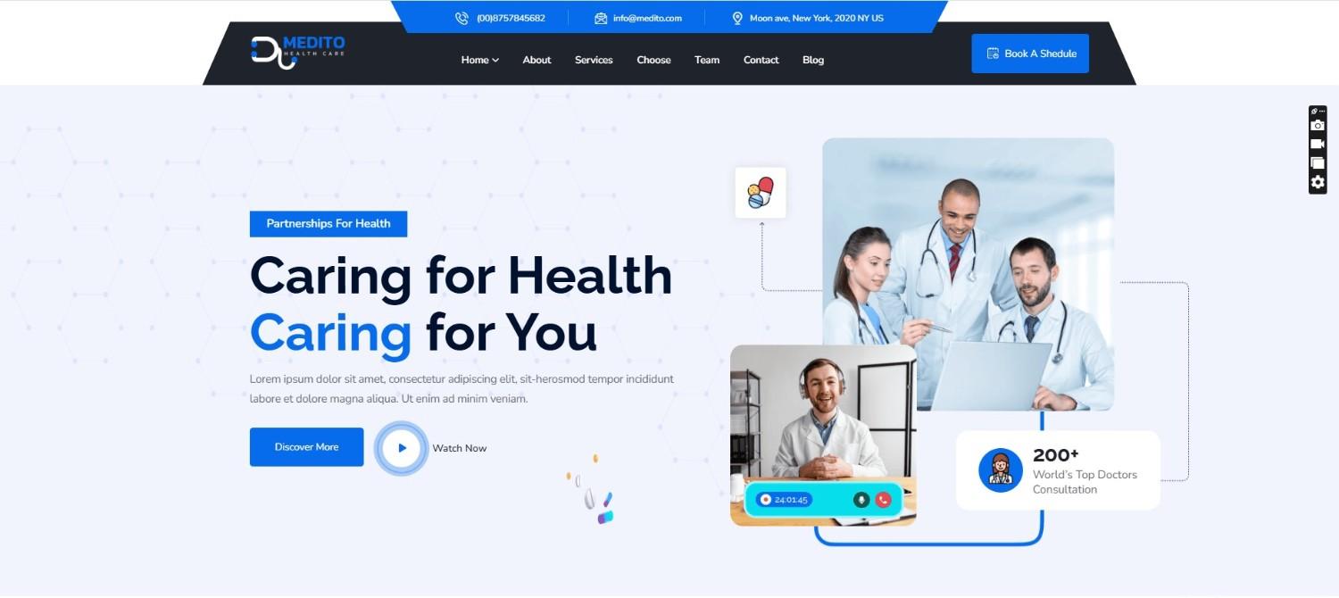 Medito medical ThemeForest WordPress theme for hospitals, clinics, wellness centers, and healthcare providers, RTL-ready, responsive, and SEO-friendly