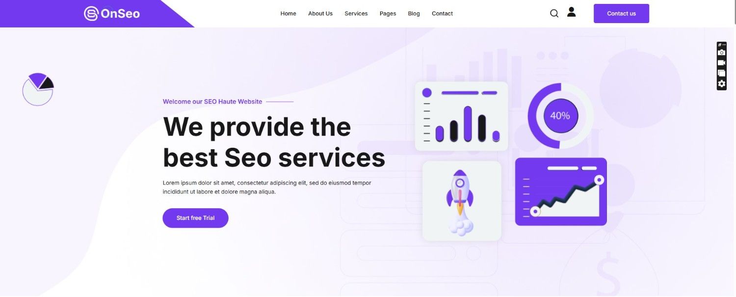 ONESEO SEO WordPress website layout – fast and professional, one of the best WordPress themes free for marketers and agencies.