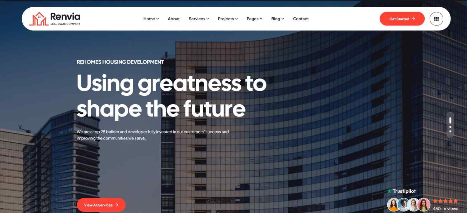 Renvia real estate website templates with customizable property pages and multi-language support.