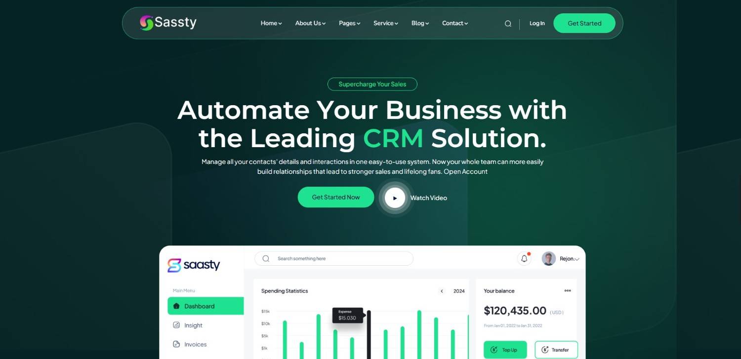 15 Top WordPress Themes for Business | Best Picks 2026 "Sassty – SaaS & AI Startup WordPress Theme: A top WordPress theme for tech companies, optimized for SEO and supporting fast page load times."