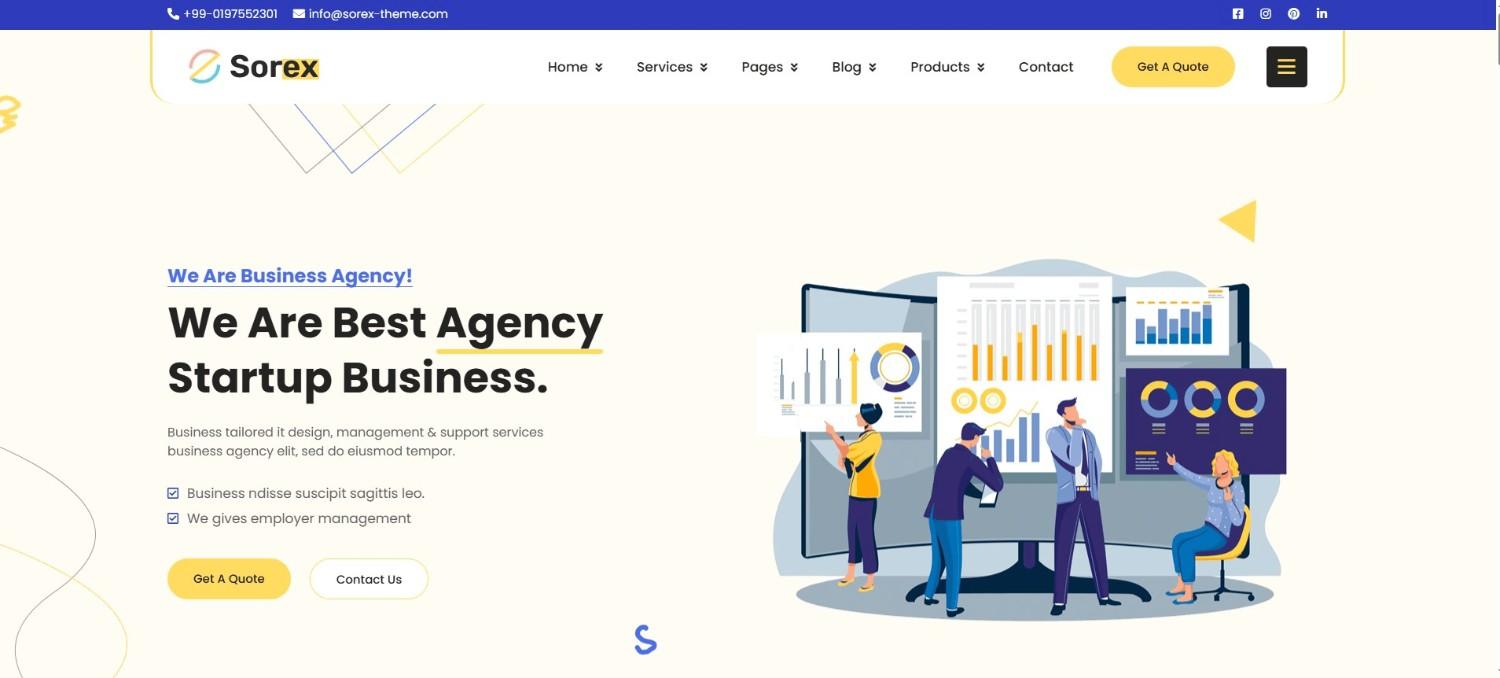 Sorex Creative Agency & Portfolio WordPress Theme – stylish and professional in best premium WordPress themes for agencies
