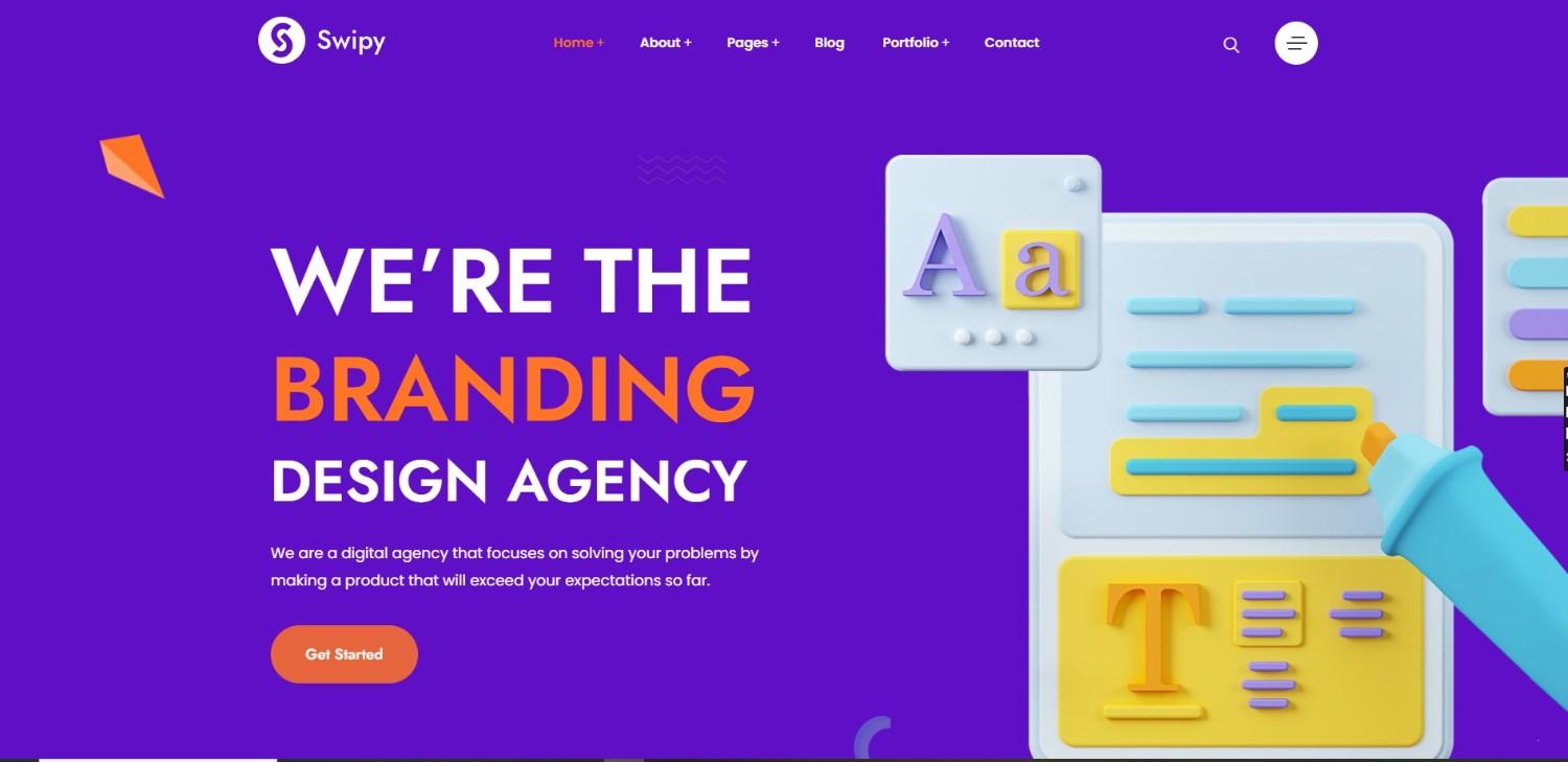 Swipy – Creative agency WordPress themes template for digital studios