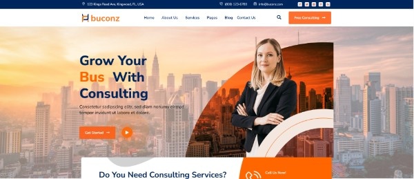 Buconz it consulting company website template for multi-purpose consulting businesses, agencies, and corporate firms