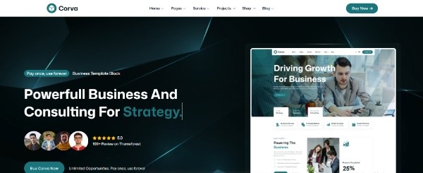 Corva it consulting company website template featuring professional business consulting services and responsive design